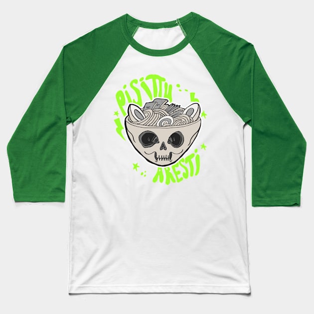 Ramen Skull Cat Pisittu Aresti - by Miskel Design Baseball T-Shirt by miskel